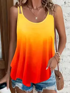 Women's Gradient Color Ombre Sleeveless Vest, Adjustable Strapless Top, Stylish Casual Wear, Perfect for Daily