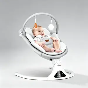 Gray Electric Unisex Newborn Swing for Indoor Use, Swings for Infants with Remote Control, 5-Speed Adjustable, Removable Machine Washable Seat Pad, 5-Point Harness, Bluetooth Music Features