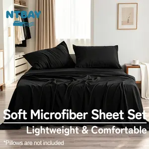NTBAY Soft Microfiber Bed Sheet Set, 4 Pieces Lightweight Brushed Sheets with Deep Pocket, All Season Bedding Set