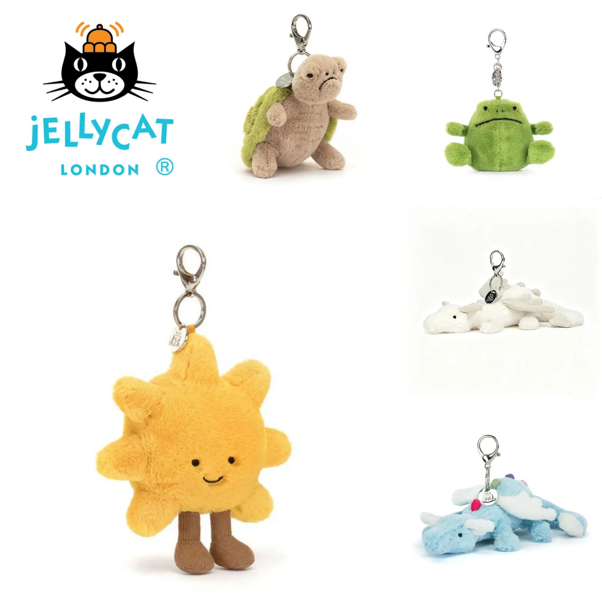 Jellycat Plush Keychain Kawaii Plush Bag Charm, Cute Stuffed Animal Keychain, Soft Backpack & Purse Accessory, Trendy Everyday Bag Charm