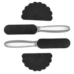 2Pcs Foot Files Refills Foot File, Reusable Stainless Steel Cracked Skin Corns Callus Remover, with 20 Coarse/Fine Feet Rasp Pedicure Sandpapers Replacement Pads Easy Feet Scrubber for Bath Pedicure Salon (Silver) - Home Improvement.