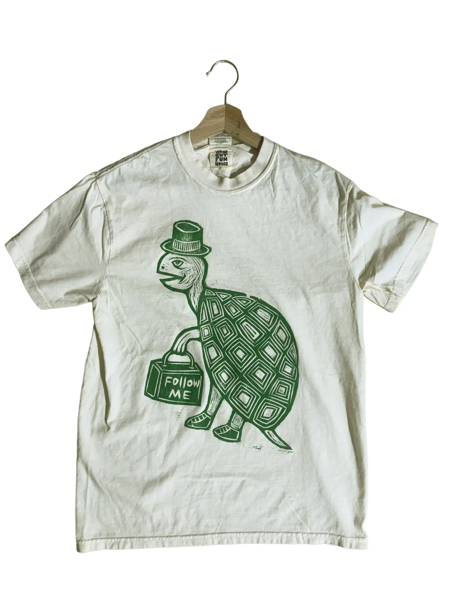 Follow Me Hand-Printed Cotton T-Shirt Menswear Streetwear Graphics Casual Top