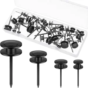 40 Piece Double Headed Picture Hangers Nails 4 Size Thumb Tacks for Wall Hanging Renter Friendly Heavy Duty Push Pins Wall Nails for Drywall Frame Art, Holds 10/20/30/50lb Black