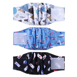 Reusable Dog Diapers Set of 3, Waterproof Pet Belly Wraps, Washable Puppy Underwear, Unisex Dogs Physiological Pants