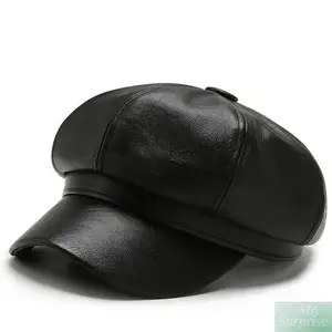 Unisex Black Newsboy Beret Hat - Plain Breathable Cotton Cap with Octagonal Design, Artistic Vibe, Casual Style, Comfortable Fit - Trendy Fall-Winter Fashion Accessory - Ideal for Daily Commutes, Art Work
