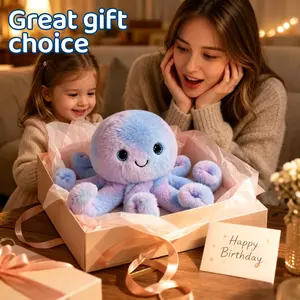 Touch Control Octopus Plush Toy, Interactive Bio-Mimetic Action, Music & Recording, USB Charging, Gradient Dye, Kids Comfort Toy, Ages 3+