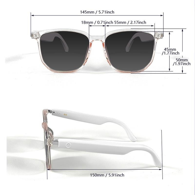 Koipsse Smart Audio Glasses Wireless TWS Earbuds HiFi Open-Ear Mic V5.4 Dual Touch Control Transparent Suitable for Men Women Gift Technology Call Music Volume Adjustment Multifunctional Smart Glasses Wearable Smart Glasses