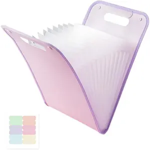 Expanding File Folder 13 Pockets Accordion File Organizer with Labels, Portable Document Receipt Organizer Hold A4 Letter Size Paper,  Folder for Schoolbag Office Supplies (Purple)