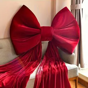 1 Oversized Elegant Pink and Red Fabric Bow with Ribbon - 31.5-inch Skirt, with Floating Ribbons and Feathers, Soft Pink and Bow, Suitable for Weddings, Birthdays, Christmas, New Year, Easy-to-Set Party Decorations, Wedding Decorations, Festival Event Acc