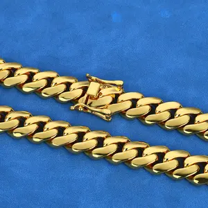 Hiphop Confidence That Never Rusts 14K Gold Cuban Link Set Hidden Magnetic Clasp Flat Curb Chains Fade-Resistant & Waterproof 8/10/14mm Bracelet 7.5/8.5” + Necklace 16–30”,summervibes