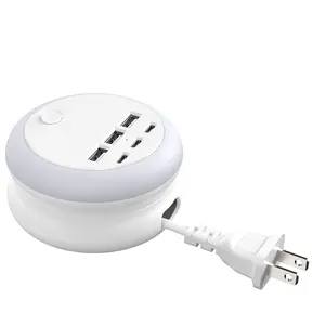 6 Port USB Power strip (3USB-A+3USB-C) | 8 Night Light Modes, USB Power strip with 1.2m/3.94ft Ultra-Thin Extension Cord - Perfect for Travel, Home, Office, and Business Use