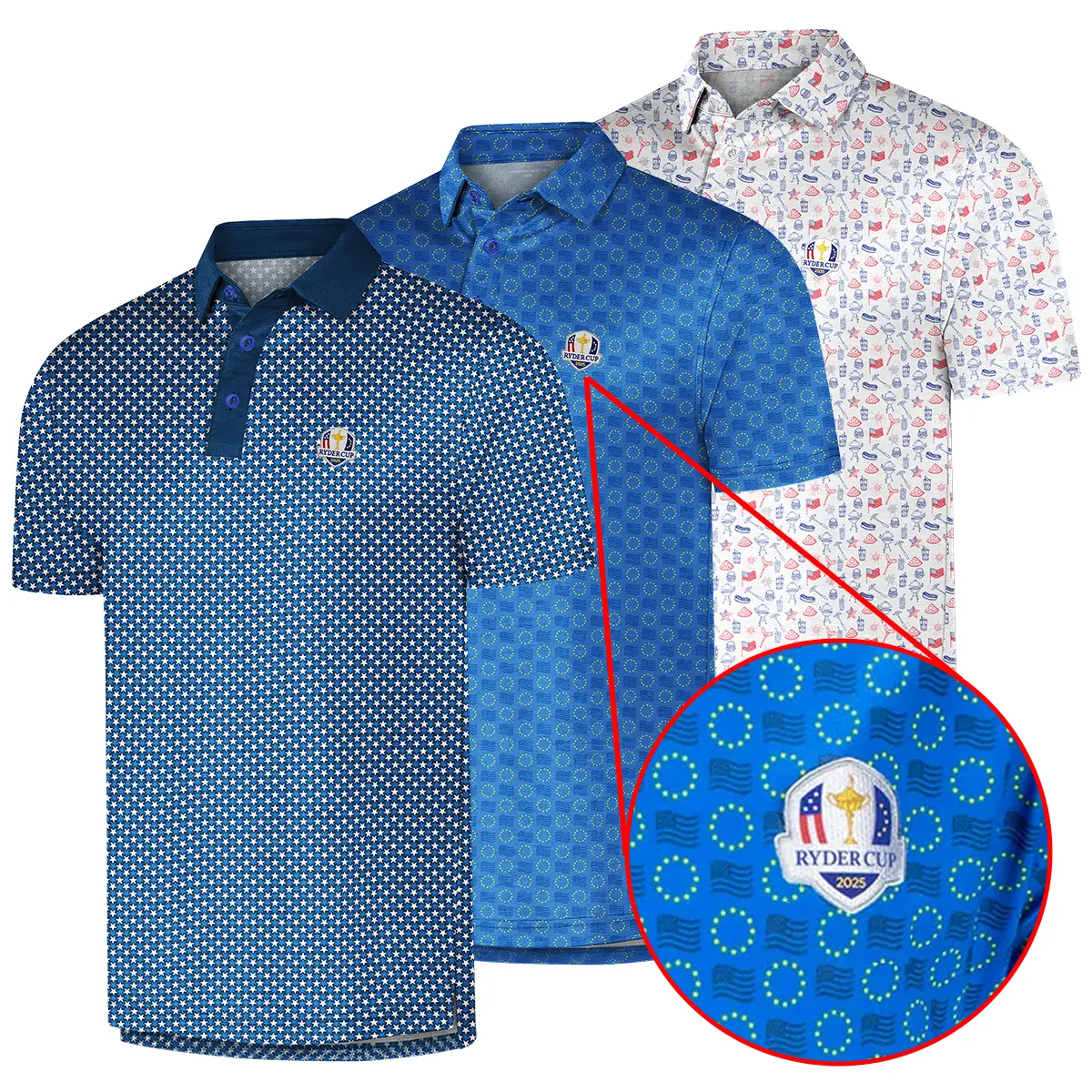 Mens Golf Polo Shirt – Short Sleeve, Moisture Wicking, Athletic Fit with Premium Embroidered Reyder Cup Logo 2025