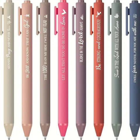 8pcs Bible Verse Pens, Christian Ballpoint Pens, Ballpen Set, Ballpoint Pen Set, Inspirational Quotes Pens, Small Retractable Ballpoint Pens, Tiny Ink Pens, Smooth Writing Pen, Religious Gifts, Ballpoint Pen Kit