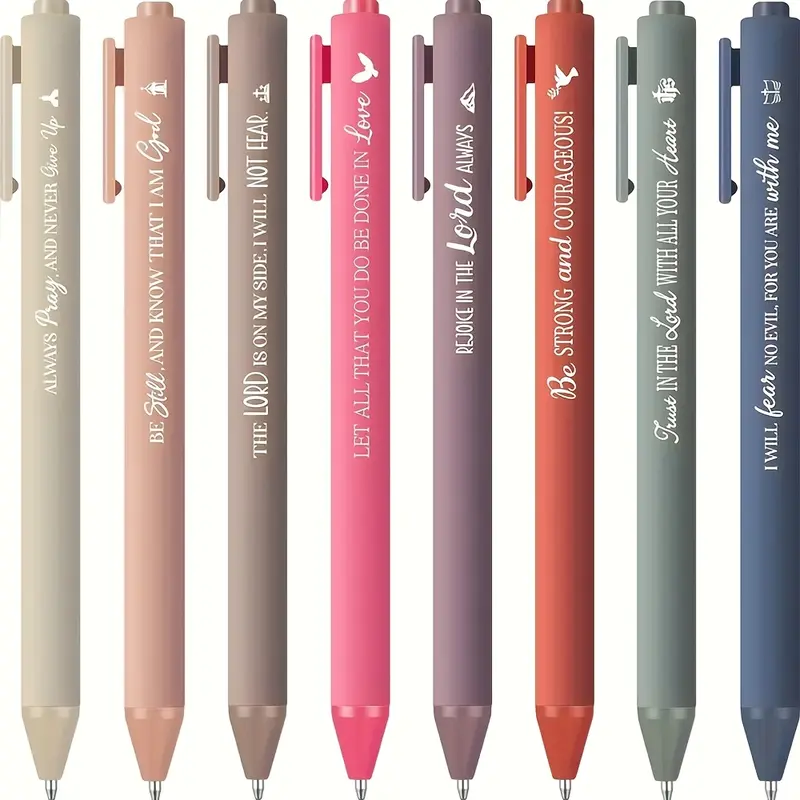 8pcs Bible Verse Pens, Christian Ballpoint Pens, Ballpen Set, Ballpoint Pen Set, Inspirational Quotes Pens, Small Retractable Ballpoint Pens, Tiny Ink Pens, Smooth Writing Pen, Religious Gifts, Ballpoint Pen Kit