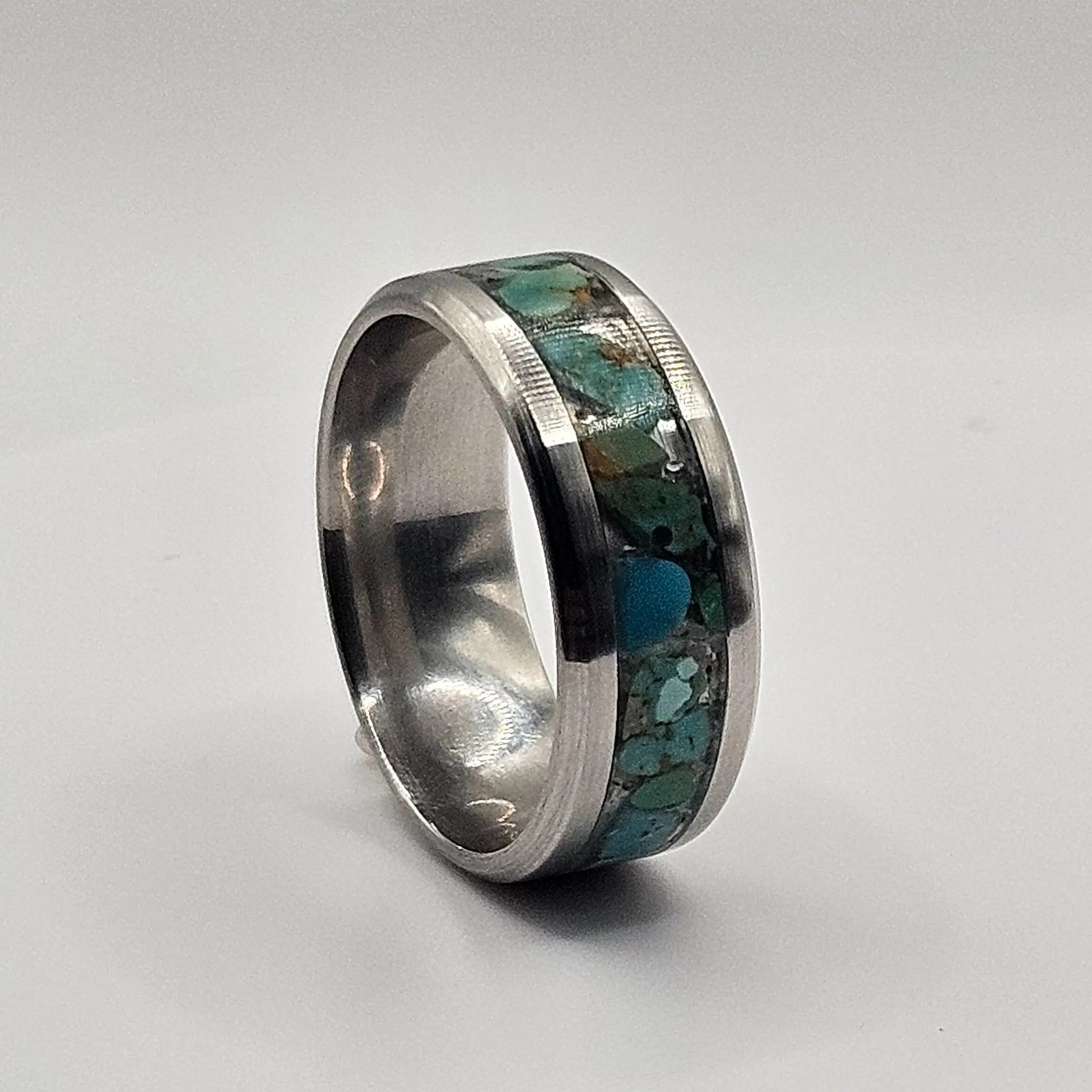 December's birthstone Turquoise Stainless Steel sizes 4.5-12 8mm,6mm, and 2mm width
