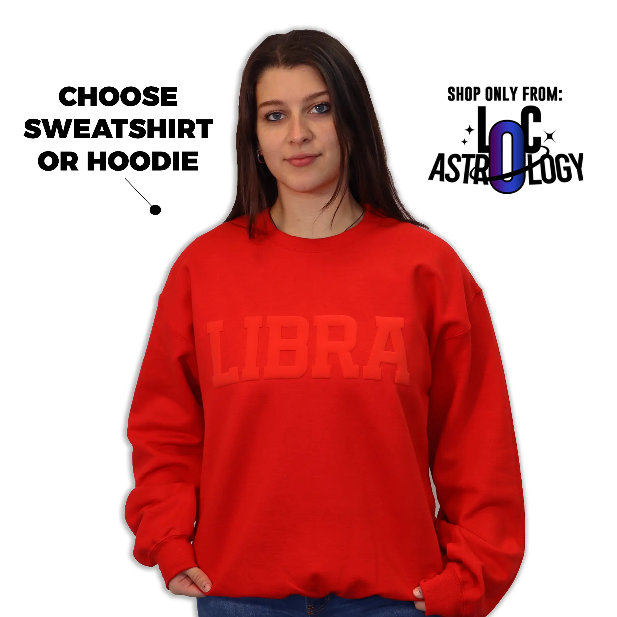 Red Zodiac Puff Print Unisex, Choose Sweatshirt or Hoodie, Astrology Apparel (THIS COLOR IS NOT COMING BACK)