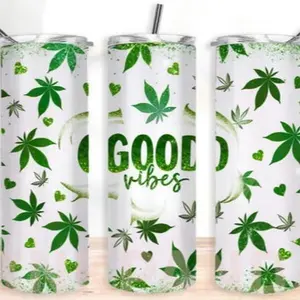 Good vibes | 20oz  Skinny sublimation tumbler transfer print out Bottle Drinkware