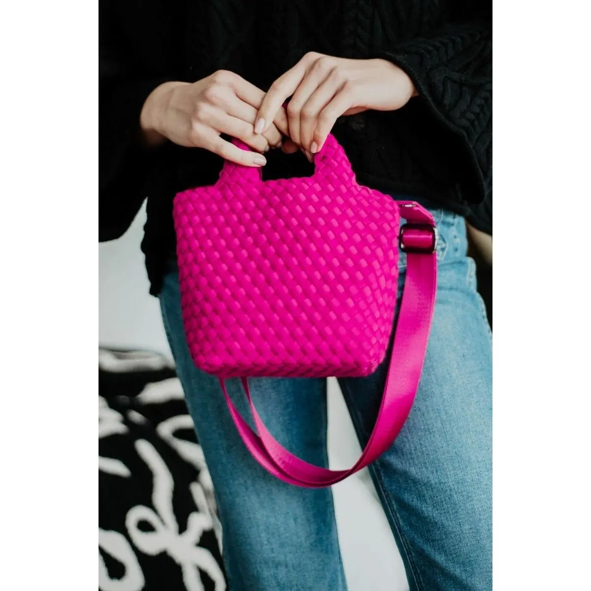 Fuchsia Crossbody Bucket Bag