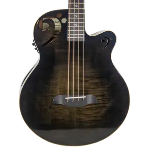 AUTOGRAPHED Sawtooth Rudy Sarzo Signature Transparent Black Flame Acoustic-Electric Bass Guitar