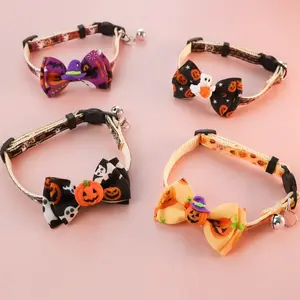 Halloween adjustable pet collars,pumpkin hat ghost design dog collars,Undead festival party pet necklace with quick-release buckle,suitable for small and medium cats and dogs collar accessories