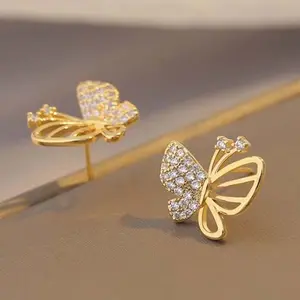 Springtok zircon Y2K symmetrical bow earrings pair for women daily gift piercing jewelry