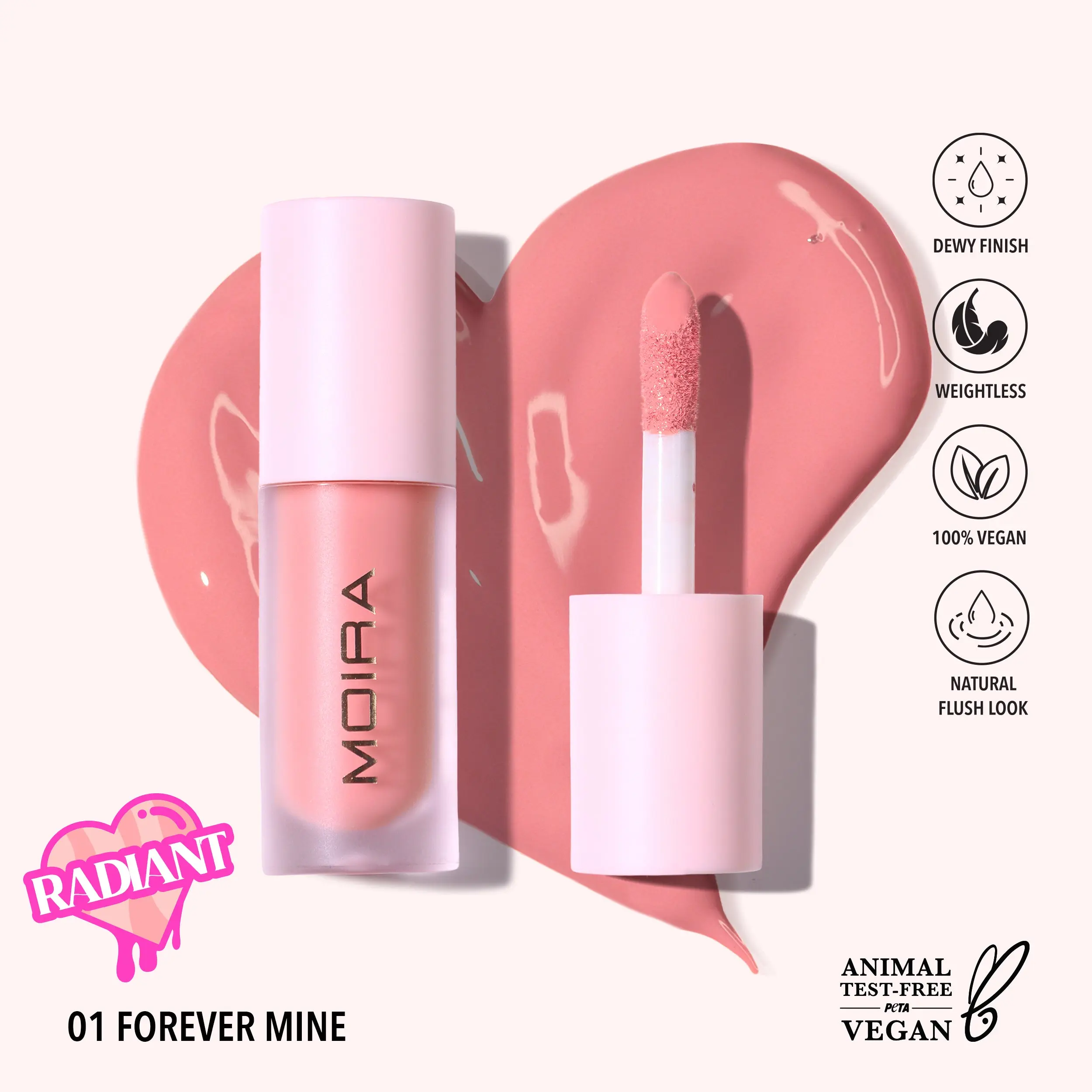 MOIRA | Love Steady Liquid Blush (001, Forever Mine) | Lightweight Radiant Liquid Blush