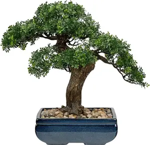 Artificial Bonsai Tree Juniper Faux Plants Indoor Small Fake Plants Decor with Ceramic Pots for Home Table Office Desk Bathroom Shelf Bedroom Living Room Farmhouse Decorations