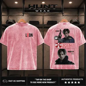 Leon kennedy RE: Requiem v1, Resident Evil Tshirt, unisex heavyweight cotton t-shirt washed Casual Menswear, Enlist Resist washed T-Shirt, Game Inspired Streetwear tee unisex heavyweight cotton t-shirt, gift for him
