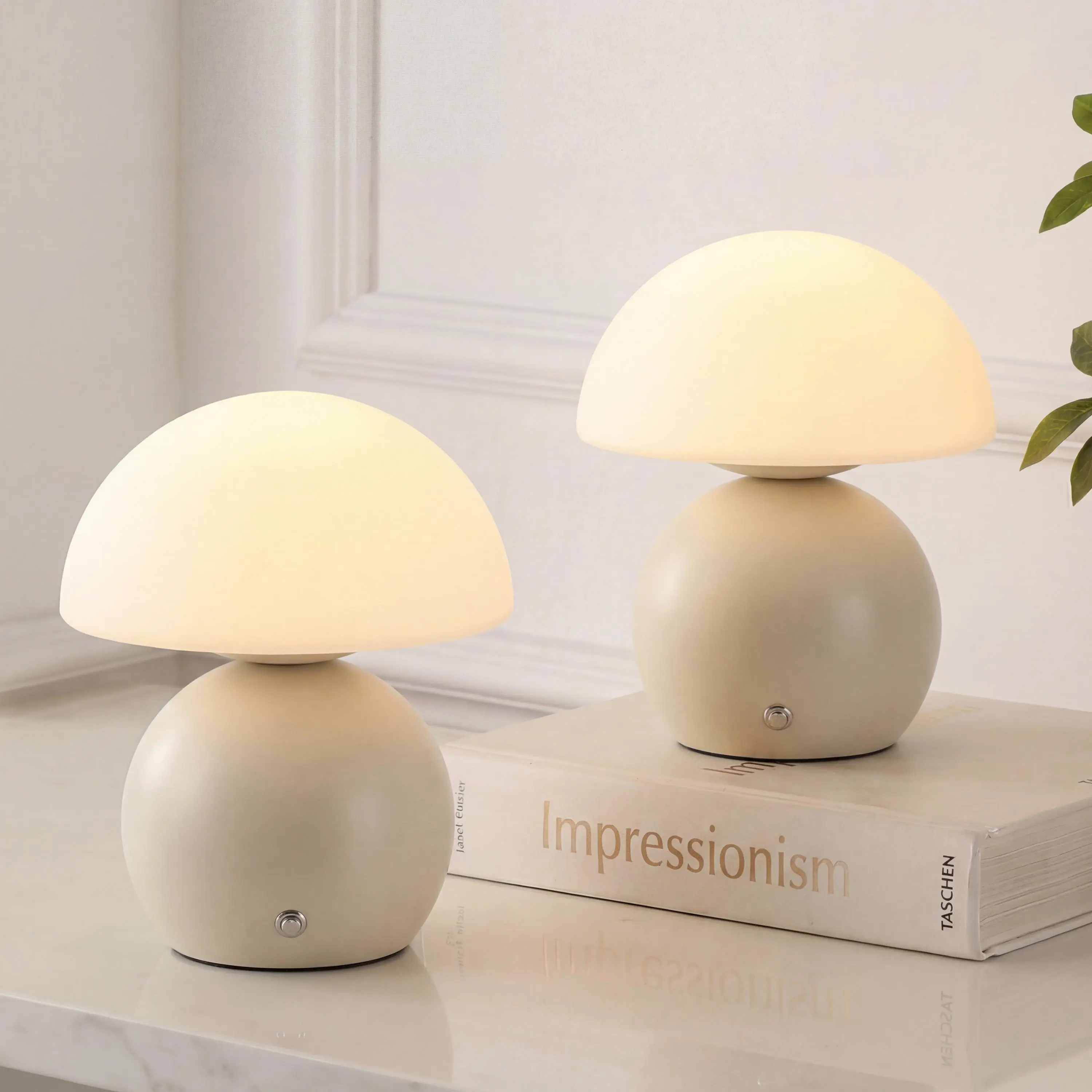 JONATHAN Y Kanya Modern Minimalist Metal & Glass Table Lamps (Set of 2) - Rechargeable USB-C Charge, Integrated Touch Sensor, Dimmable LED Lamps for Bedroom with Brightness Adjustment