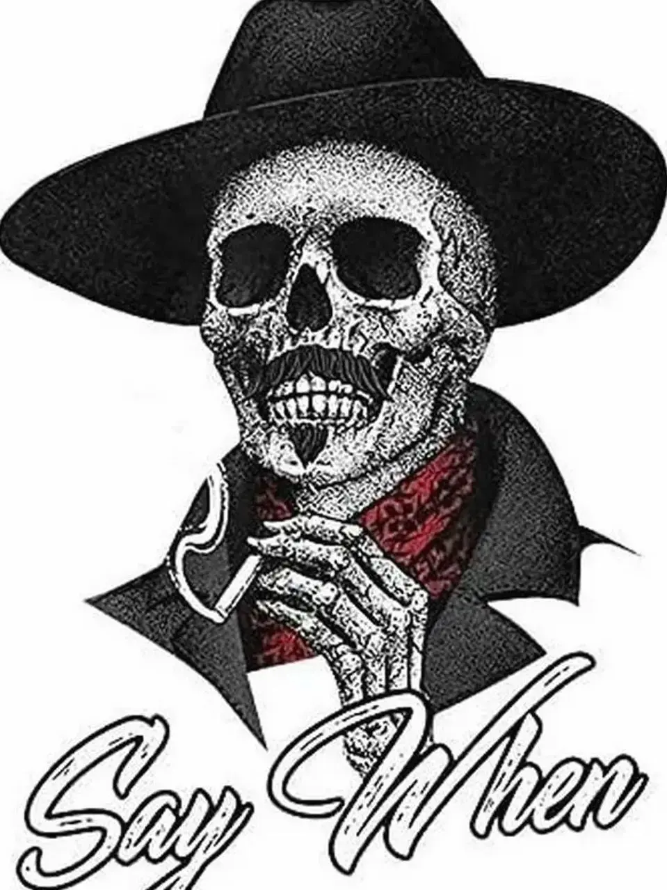 Say When Doc Holiday Sticker Decal Skeleton Skull Tombstone Quote Premium Quality Vinyl Sticker, Laptop Water Bottle Decal Sticker