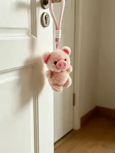 Cute Pig Plush Keychain, Adorable Piggy Stuffed Toy Key Holder, Girl's Bag Charm Gift, Soft Round Pig Keychain with Strap