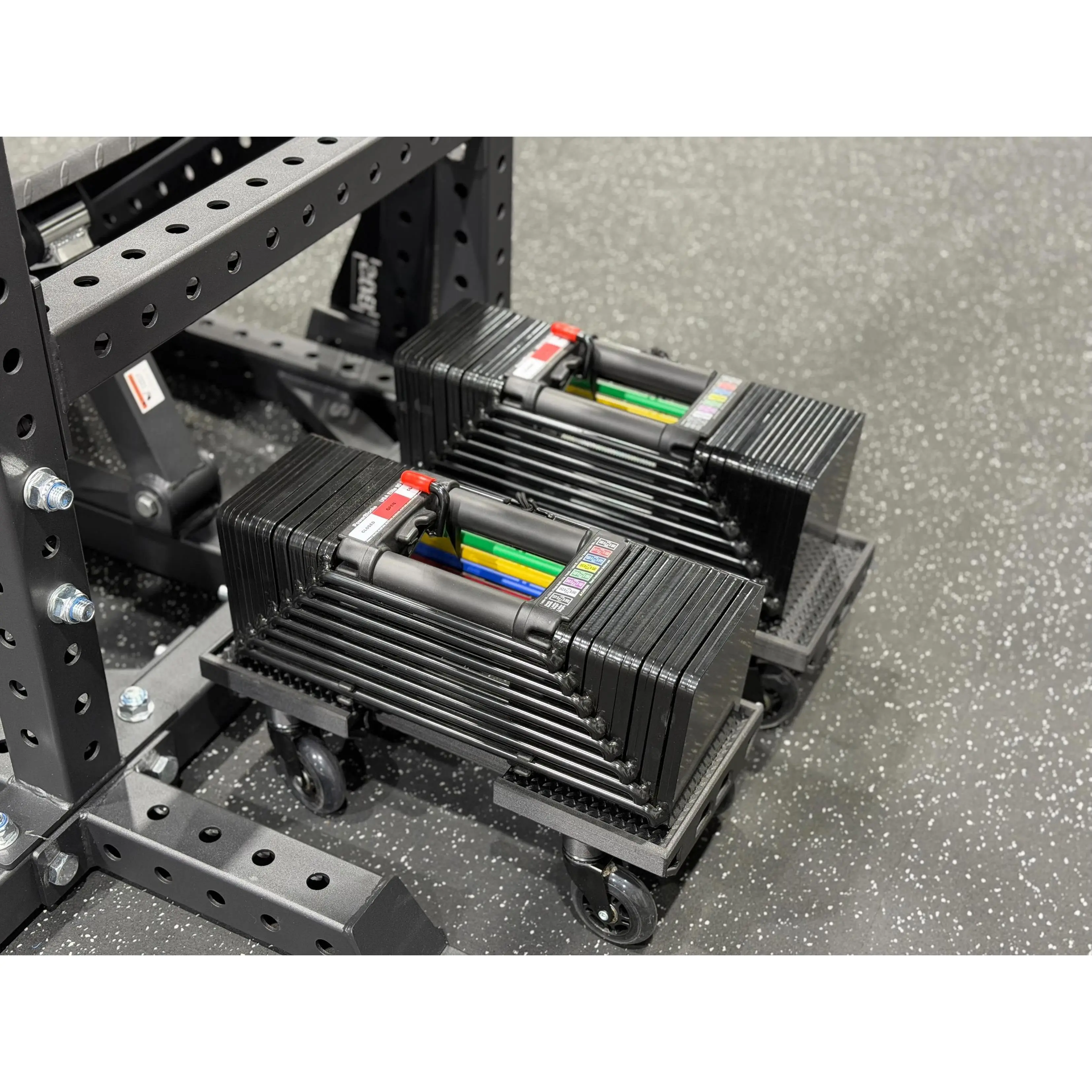 Powerblocks Dumbbell Cart for Weights for Lifting, Gym Fitness & Resistance Training - Adjustable Design, Compact Low-Profile Build, Lightweight Yet Heavy-Duty Holder, Smooth Rolling Swivel Casters, Easy Storage, Maneuverability, Gym Flooring Protection,