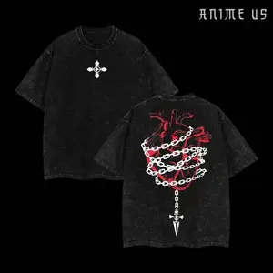 Retro Heavy Limited Kurapika Hunter x Hunter Anime Double Printed Vintage Washed Tee Unisex Oversize Manga Washed Heavyweight Cotton T-shirt, Gift For Kurapika Fan