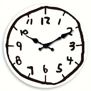 A 10 Inch creative wooden large graffiti clock wall- battery-powered, silent and quiet clock, suitable for living room, bedroom, home, office, aesthetic room decoration clock wall, ideal festival gift (battery-free)