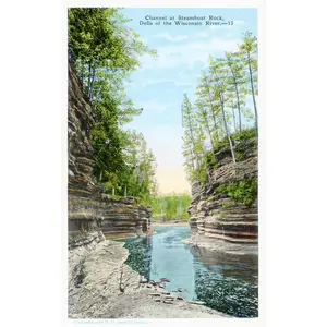 Channel at Steamboat Rock, Dells of the Wisconsin River, WI [Postcard]