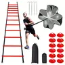 GKHMNEW Modular Abs Nylon Agility Ladder - Exercise Equipment for Football/Basketball Athletes, Coaches, with 12 Disc Cones, 4 Steel Piles, 1 Resistance Umbrella to Enhance Speed and Agility, Improve Skills