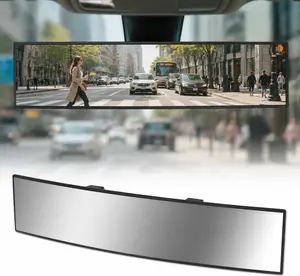 11.22" Rear View Mirror, Chrome Anti-glare Panoramic Rear Mirrors Universal  Convex Interior Clip on Extra Big Wide Angle Rearview Mirror Extender to Reduce Blind Spot for Pickup Truck Van