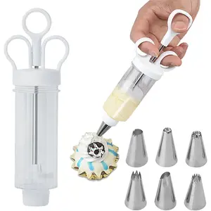 1 Set Baking Decoration Syringe Kit - Multi Nozzle Icing Tool for Home Cake, Cupcake, and Cookie Decoration