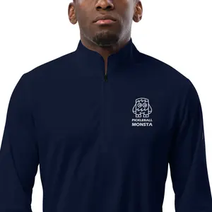 Pickleball Monsta Embroidered Quarter Zip Pullover - Navy - ATP
