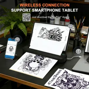 A4 Portable Thermal Printer with Auto Paper Feed, Wireless Bluetooth-compatible, Inkless, Ideal for Tattoo Stencils & Daily Docs
