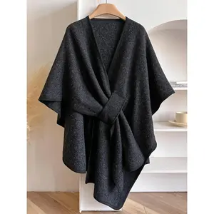 Women's Solid Color Cape, Soft Comfortable Fashion Shawl for All Seasons, Soft Warm Shawl, Vintage Versatile Accessory for Daily Use, Womenswear
