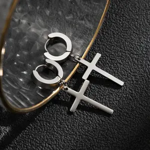Titanium Steel Cross Earrings for Women | Faith-Inspired Statement Earrings