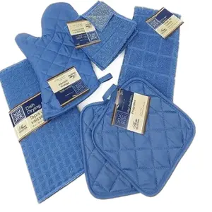 Blue Home Collection Kitchen Set - Includes Oven Mitts, Pot Holders, and Dish Towels - Perfect for Cooking and Baking