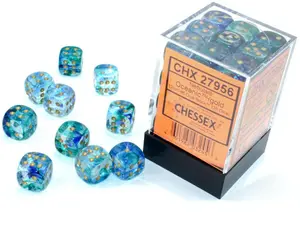 Nebula Luminary (Oceanic/Gold) Chessex Brand 12mm D6 Dice Set 36ct.