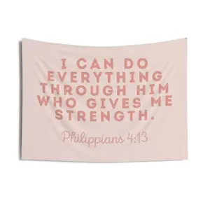 Tapestry  Christian Home Decor Christmas Wall Decor Bible Verse Joy to the World Indoor Wall Tapestry Christian Decorations Wall Banners Dorm Room Cotton Decorative Light Linen