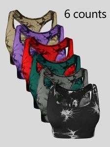 women's tie dye print sports vest, sporty square neck padded crop tank top for yoga gym workout, ladies sportswear for all seasons, bras for women, workout clothes women, gym tops, yoga wear fitness