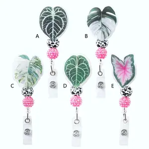5-Pack Leaf Pull Tab Badges, Badge Pins, Fun Brooch Clips Gift Set, Ideal for Doctors Nurses, Graduation Nurse Thank You Gifts, Retractable Badge Holder