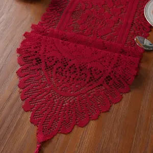 Floral Tablecloth with Vintage Polyester Square Design, Lace and Embroidered Mesh Cover, Perfect for Dining & Home Decor