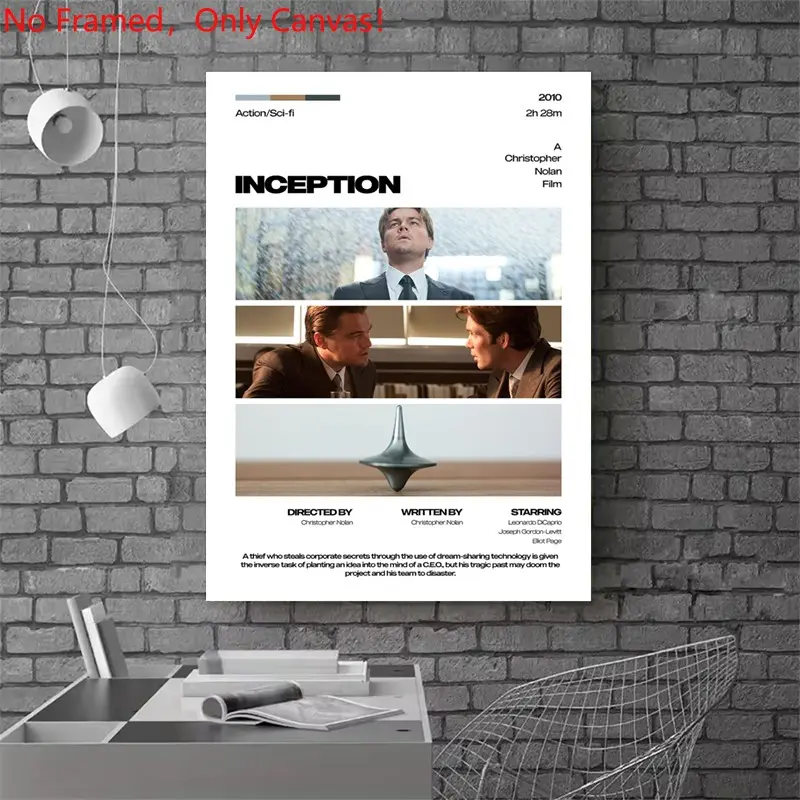 1 piece/set frameless canvas painting print poster, Classic Movie scenes Poster art，Inception Movie Poster， a perfect gift for Movie loves, ideal gift for bedroom, living room, dorm hallway, kitchen, mural, wall decoration, room decor