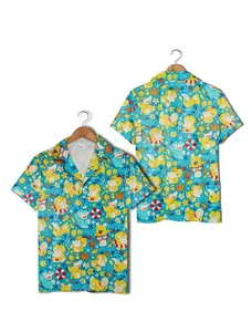Funny Psy duck Hawaiian Shirt - Anime Floral Print Beach Aloha Button Down Shirt, Breathable & Comfy Tropical Outfit, Perfect Gift for Him Her on Birthday, Gift for Kids, Mother’s Day, Father’s Day, Summer Vacation